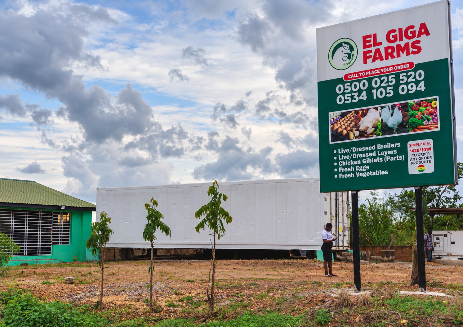 EL Giga Farms branded sign and existing premises